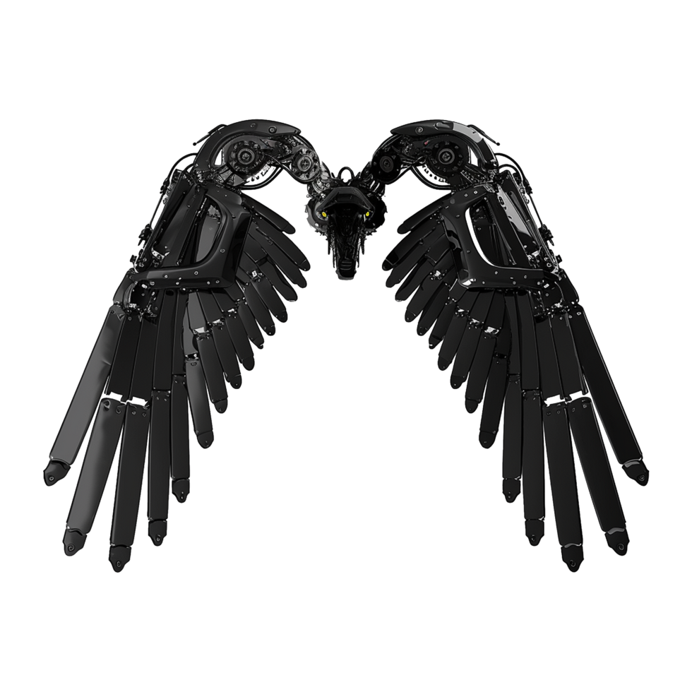 Black robot wings isolated on transparent background png