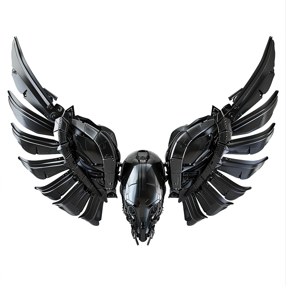 Black robot wings isolated on transparent background png