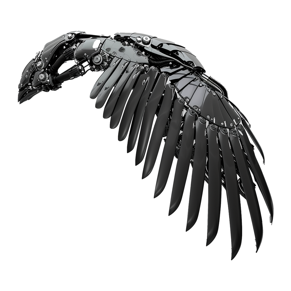 Black robot wings isolated on transparent background png