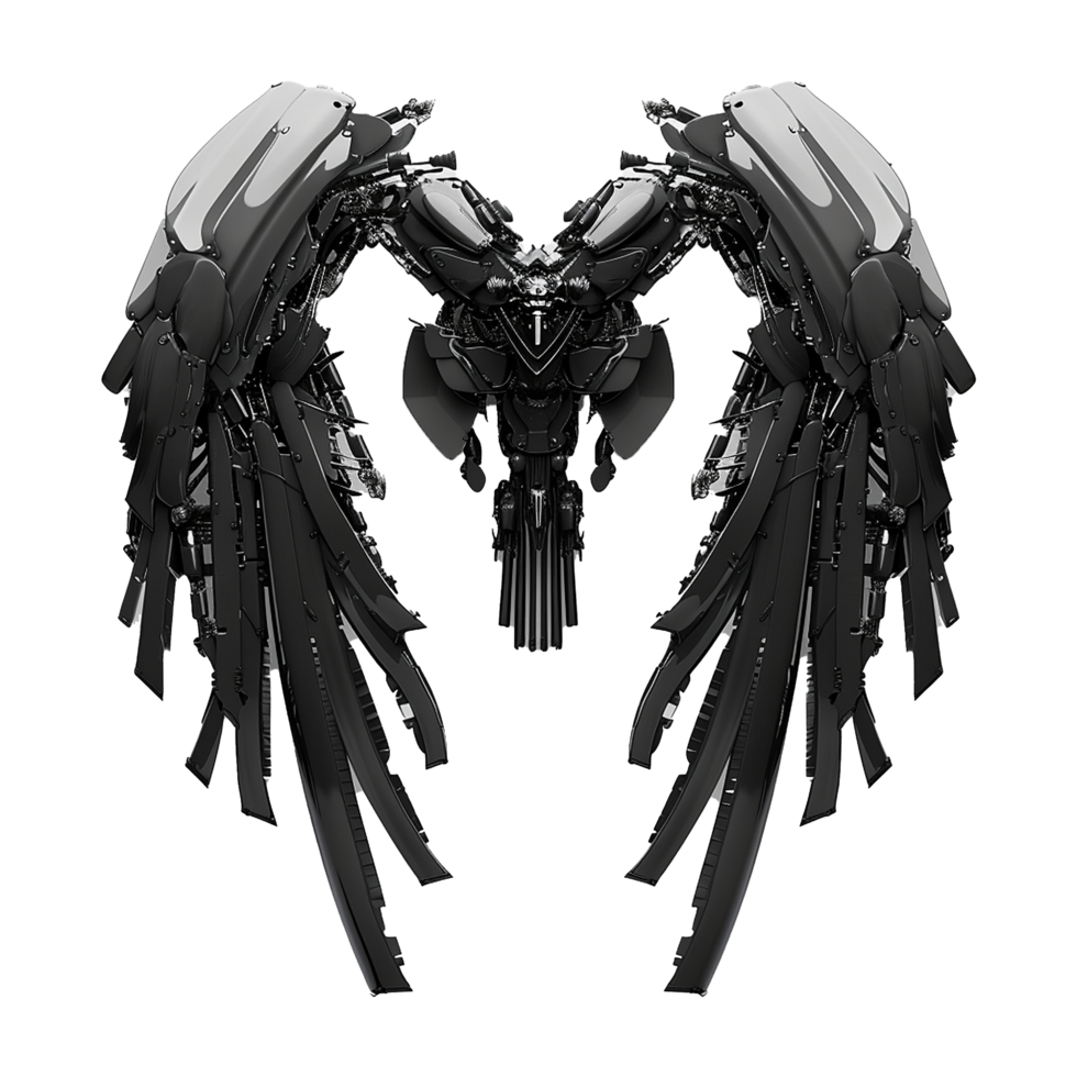 Black robot wings isolated on transparent background png