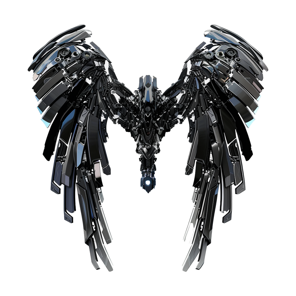 Black robot wings isolated on transparent background png