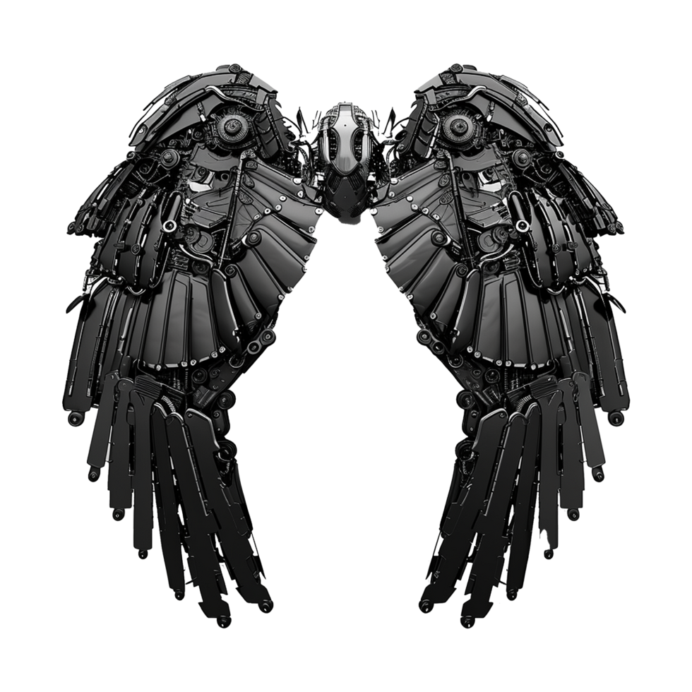 Black robot wings isolated on transparent background png