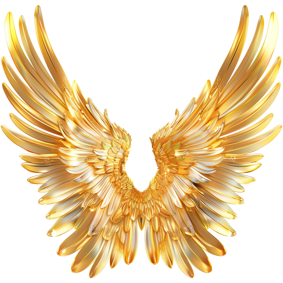 Golden wings isolated on transparent background png
