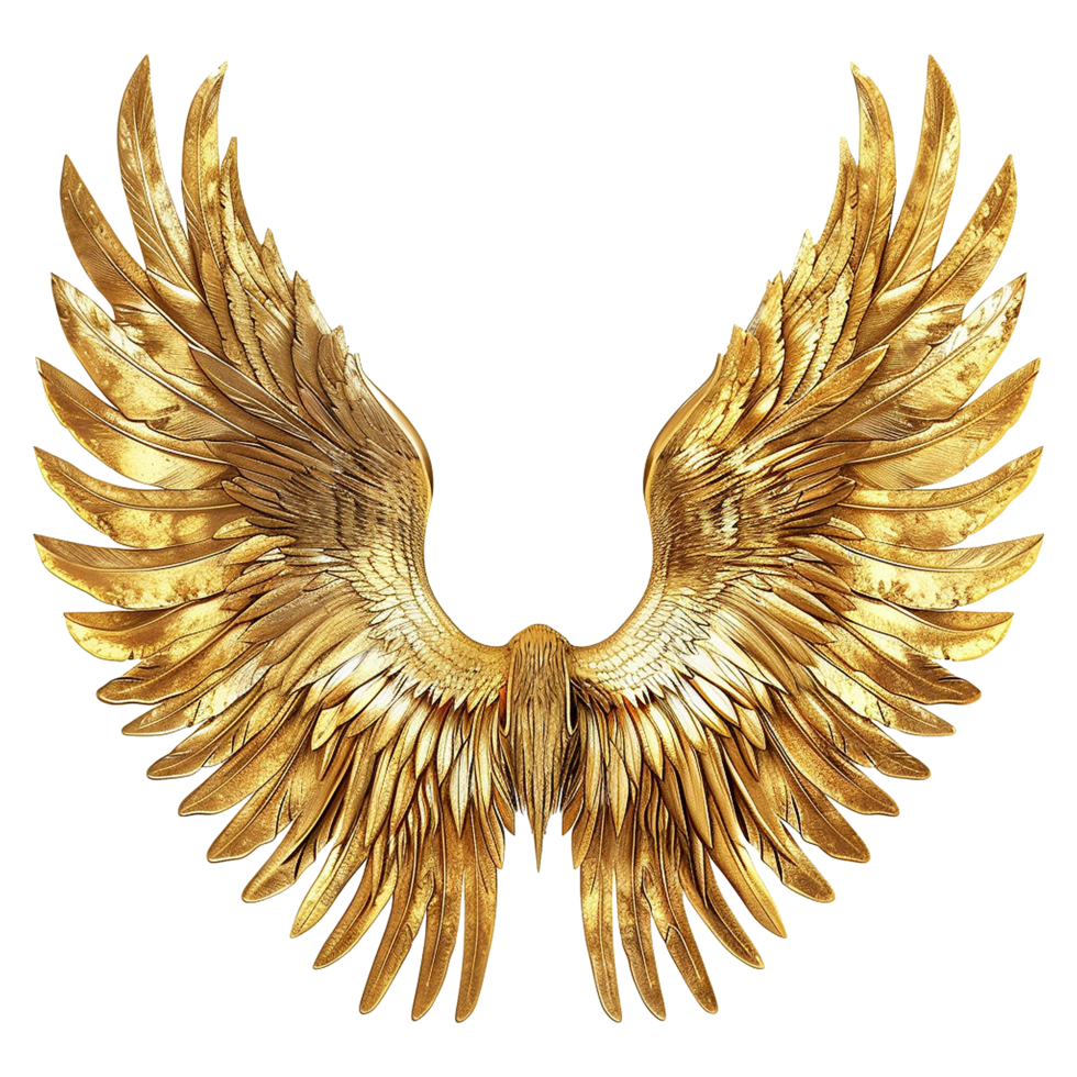 Golden wings isolated on transparent background png