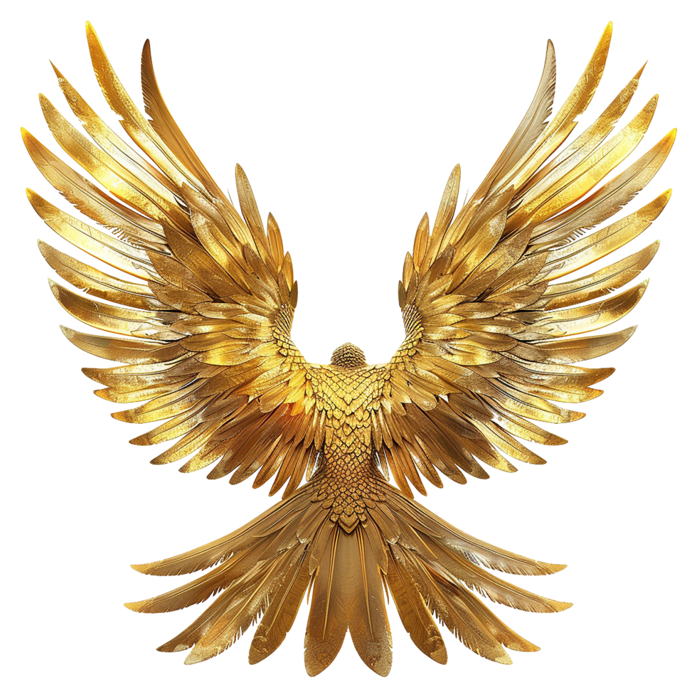 Golden wings isolated on transparent background png