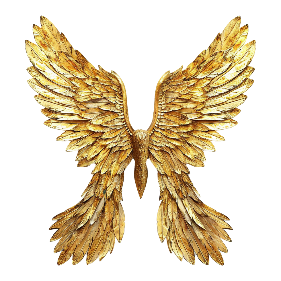 Golden wings isolated on transparent background png