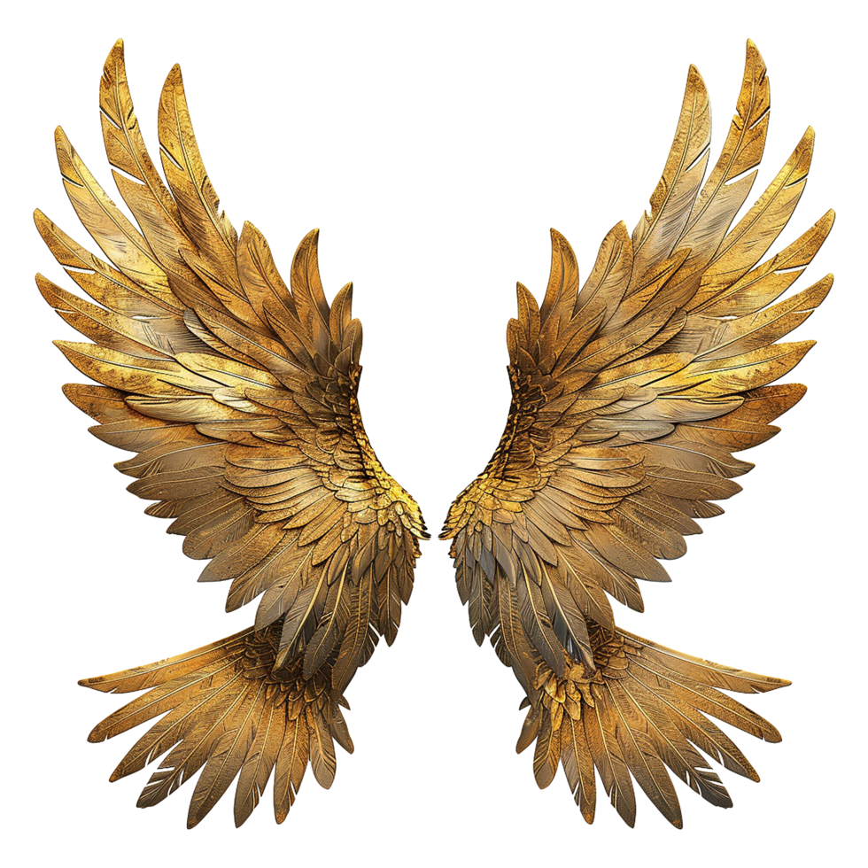 Golden wings isolated on transparent background png