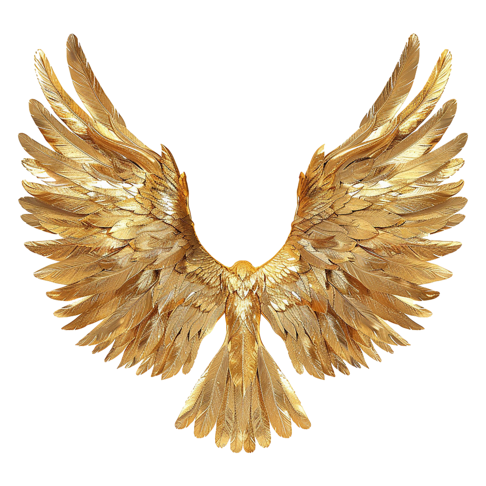 Golden wings isolated on transparent background png