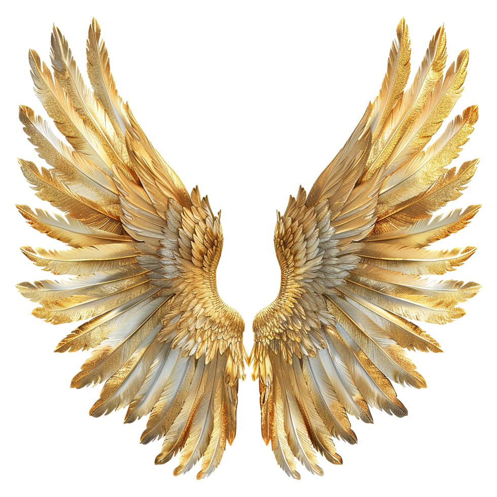 Golden wings isolated on transparent background png