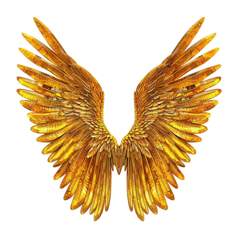 Golden wings isolated on transparent background png