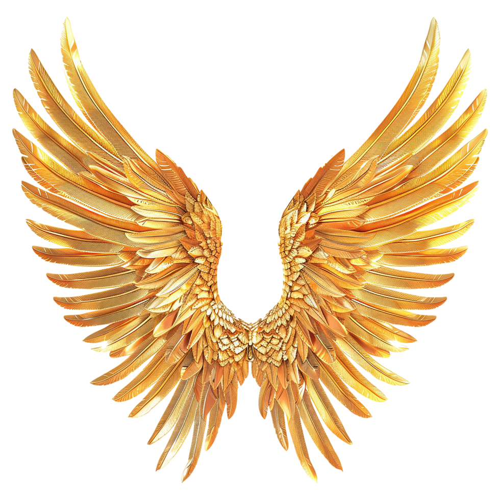 Golden wings isolated on transparent background png