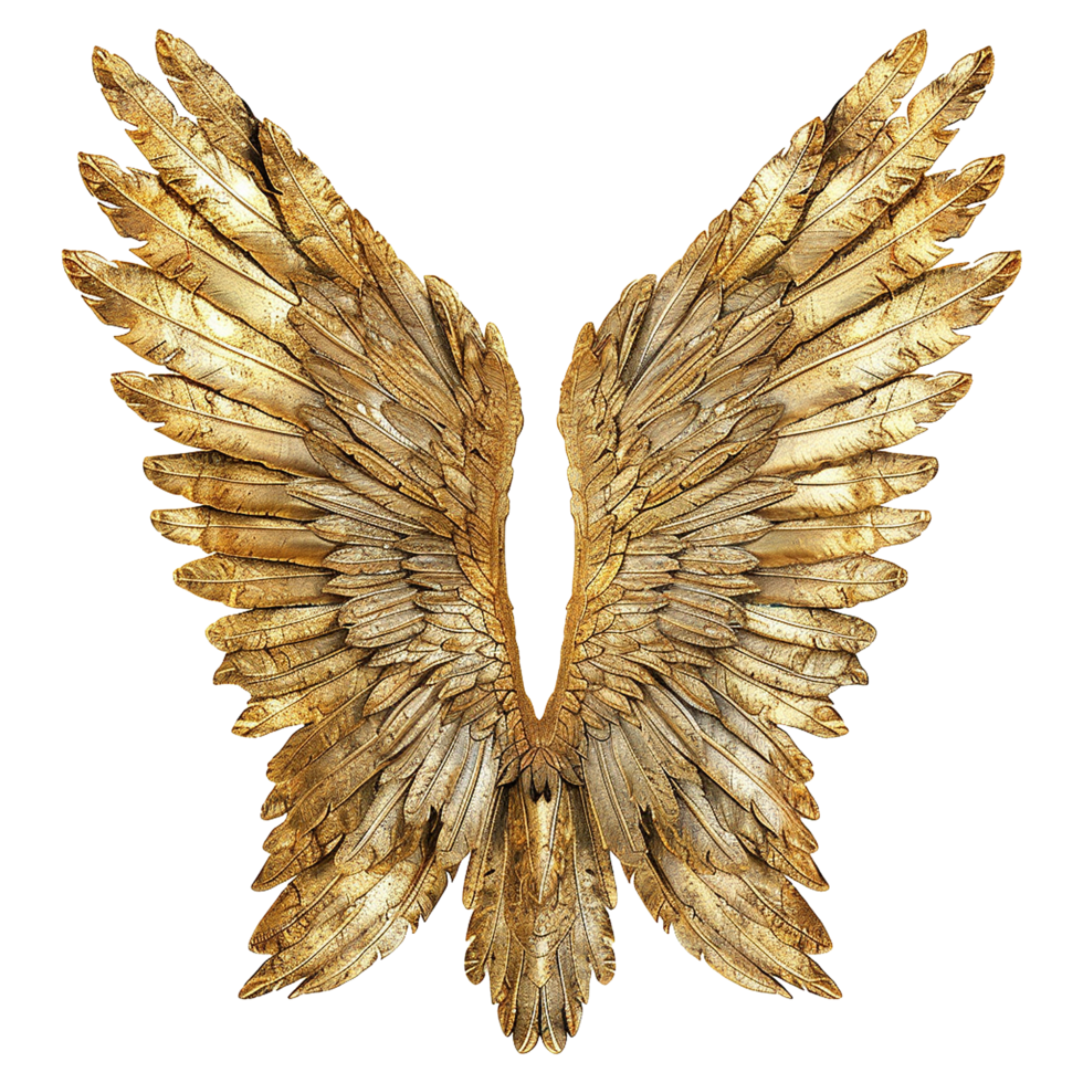 Golden wings isolated on transparent background png