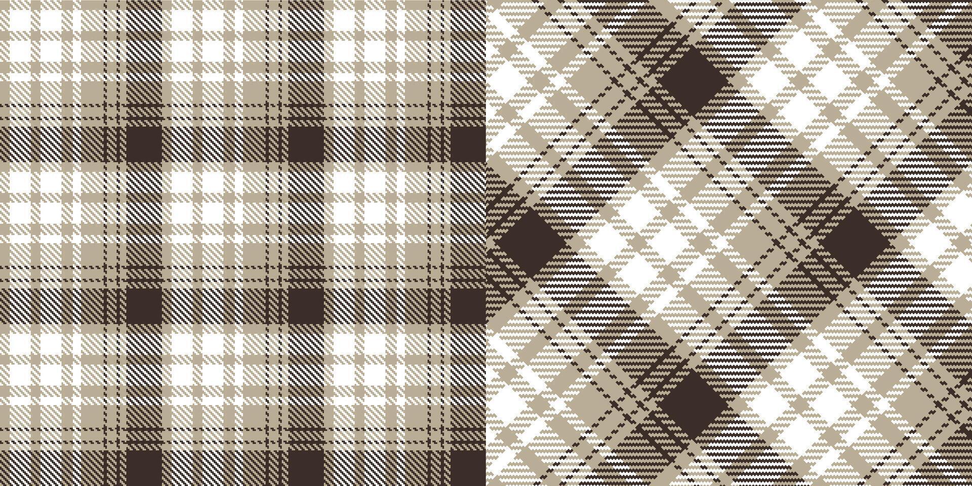 checkered pattern or plaid pattern in brown and white. Tartan, textured seamless twill for flannel shirts, duvet covers, other autumn winter textile mills. Format vector