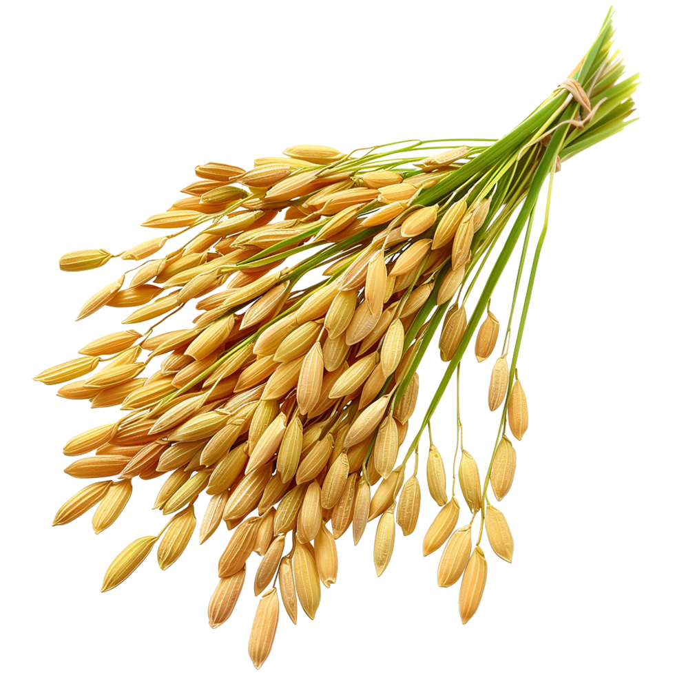 Close up paddy rice ears isolated on transparent background png