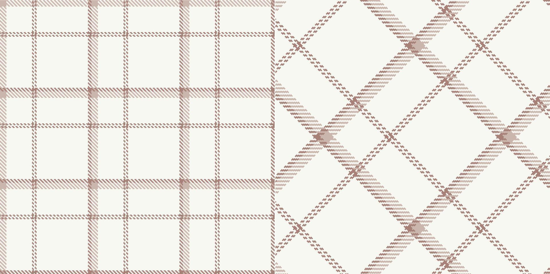 checkered pattern or plaid pattern in brown and white. Tartan, textured seamless twill for flannel shirts, duvet covers, other autumn winter textile mills. Format vector