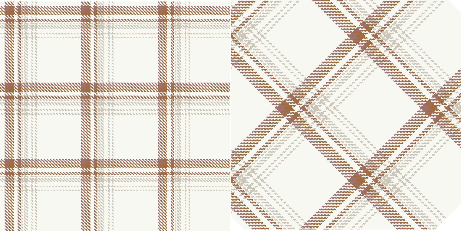 checkered pattern or plaid pattern in brown and white. Tartan, textured seamless twill for flannel shirts, duvet covers, other autumn winter textile mills. Format vector