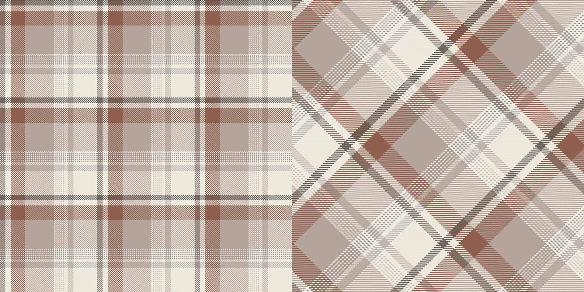checkered pattern or plaid pattern in brown and white. Tartan, textured seamless twill for flannel shirts, duvet covers, other autumn winter textile mills. Format vector