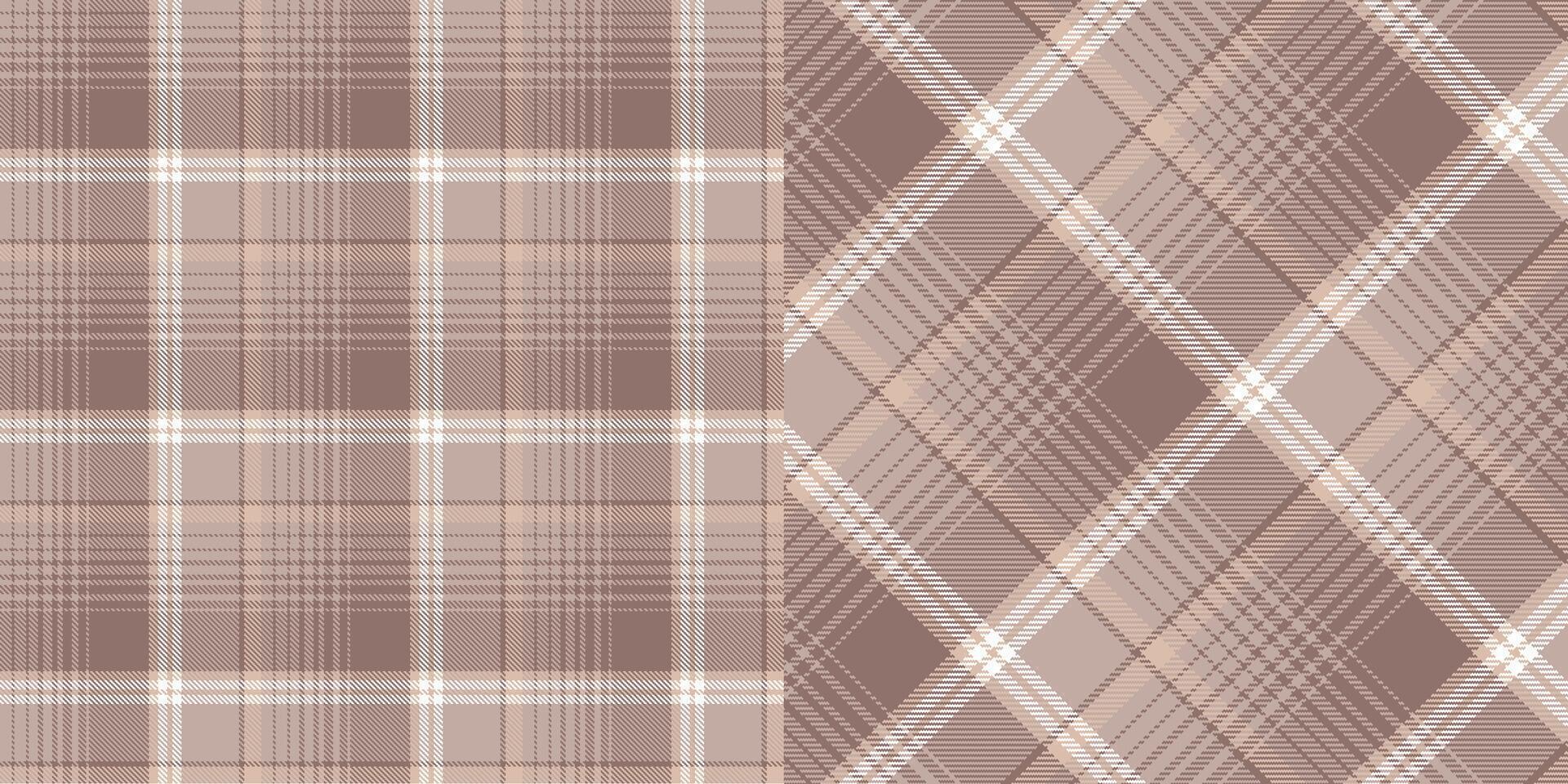 checkered pattern or plaid pattern in brown and white. Tartan, textured seamless twill for flannel shirts, duvet covers, other autumn winter textile mills. Format vector