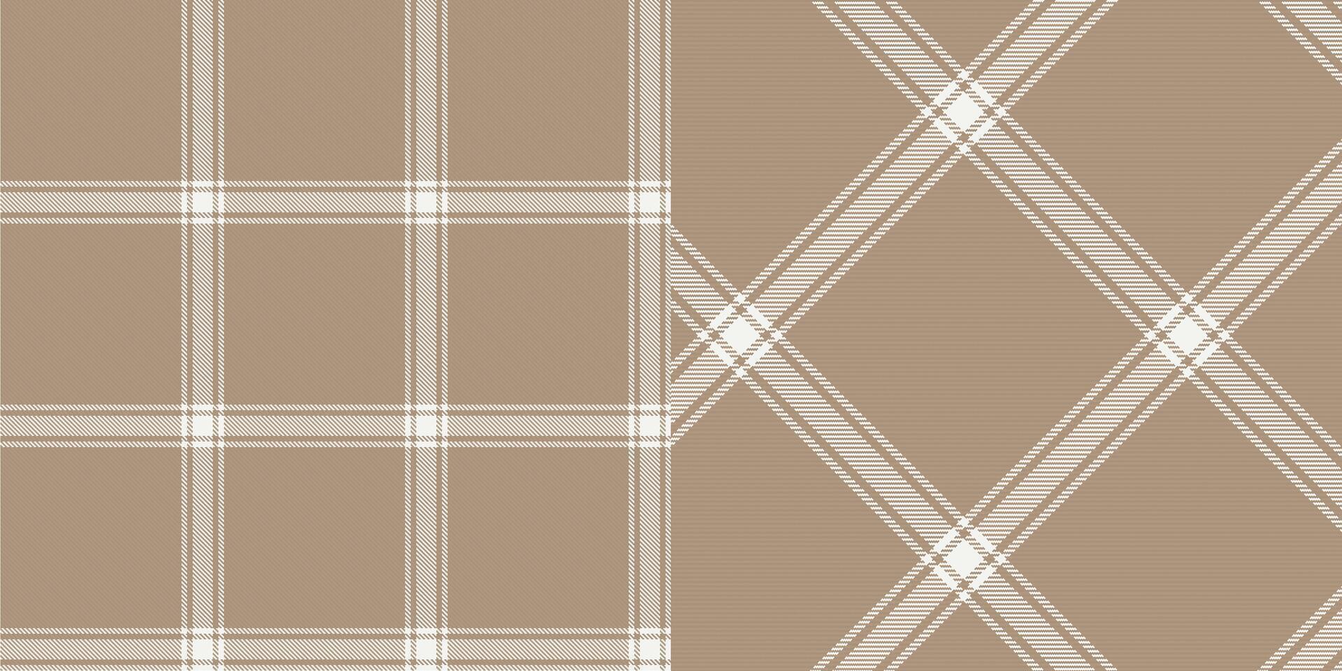 checkered pattern or plaid pattern in brown and white. Tartan, textured seamless twill for flannel shirts, duvet covers, other autumn winter textile mills. Format vector