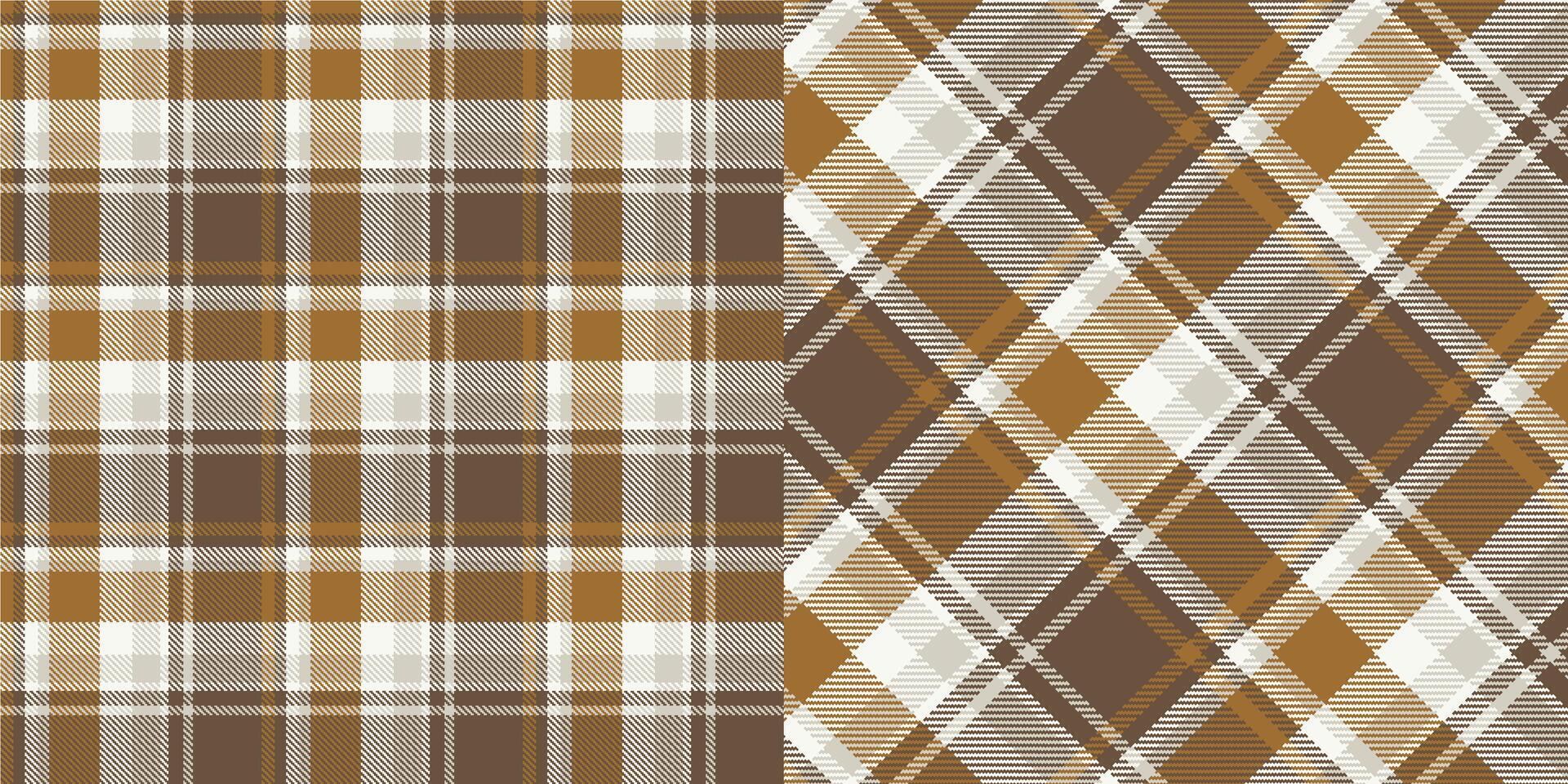 checkered pattern or plaid pattern in brown and white. Tartan, textured seamless twill for flannel shirts, duvet covers, other autumn winter textile mills. Format vector