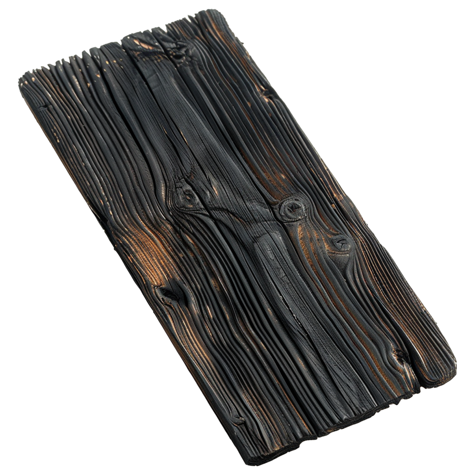 Burnt wooden plank isolated on transparent background png