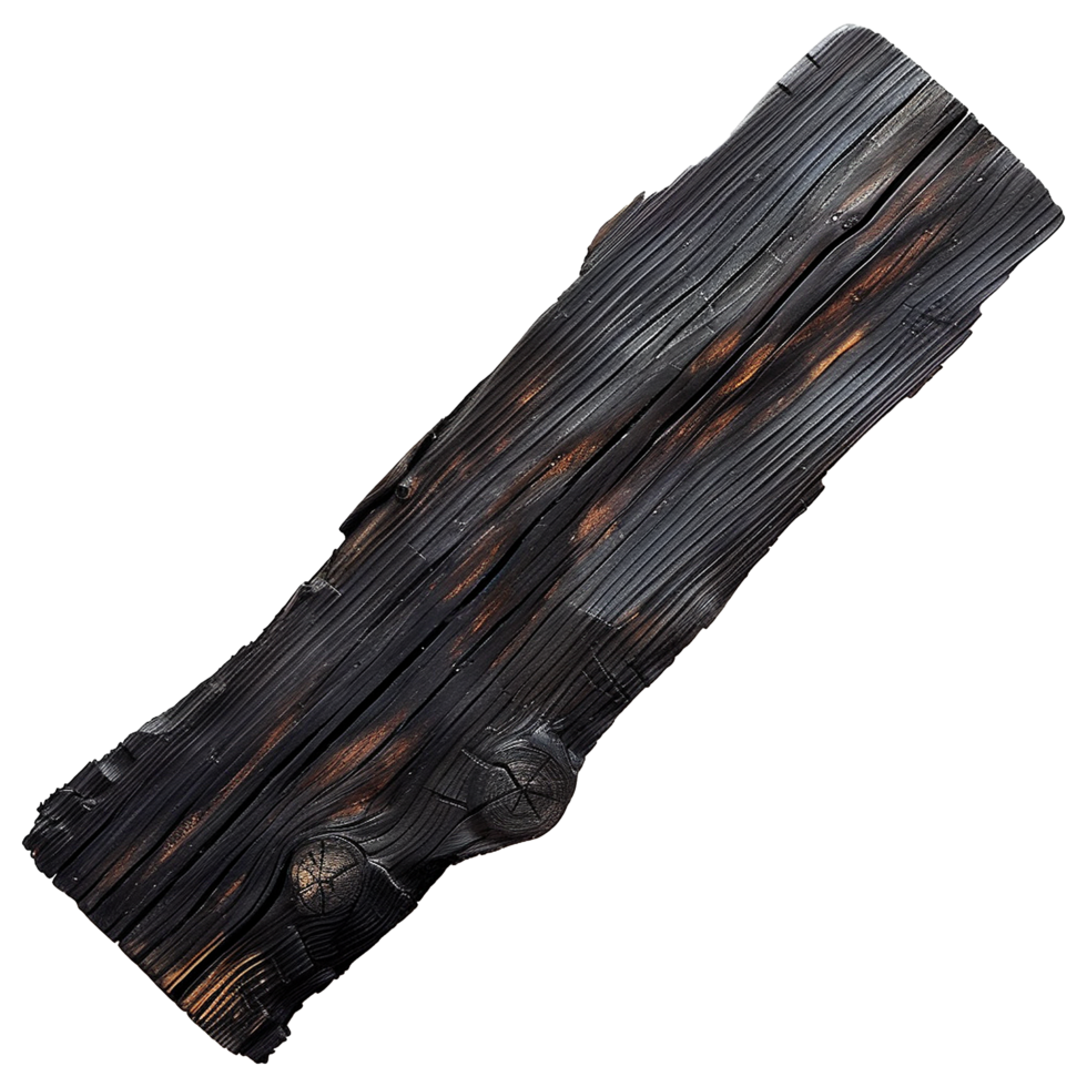 Burnt wooden plank isolated on transparent background png