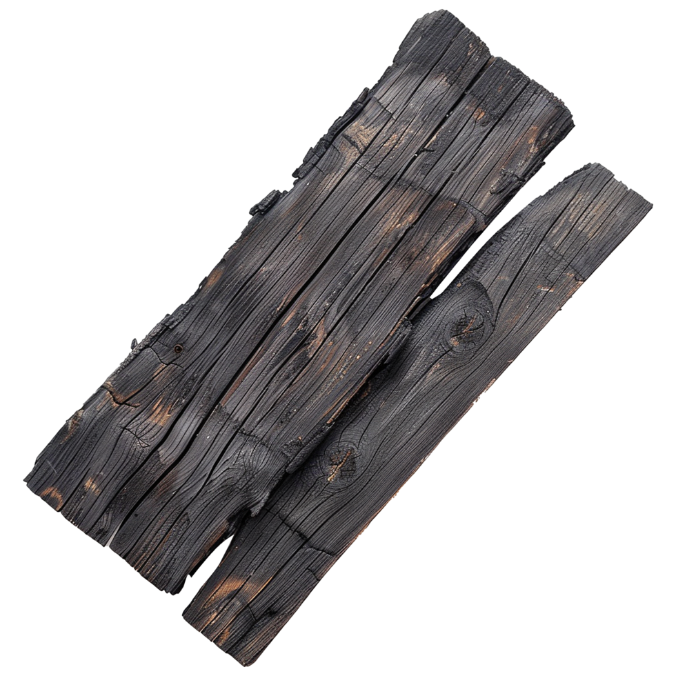 Burnt wooden plank isolated on transparent background png