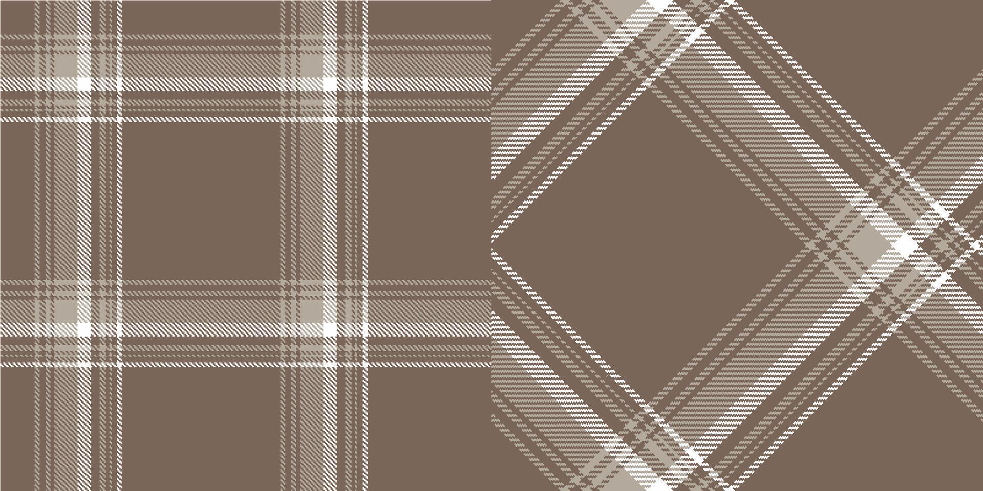 checkered pattern or plaid pattern in brown and white. Tartan, textured seamless twill for flannel shirts, duvet covers, other autumn winter textile mills. Format vector
