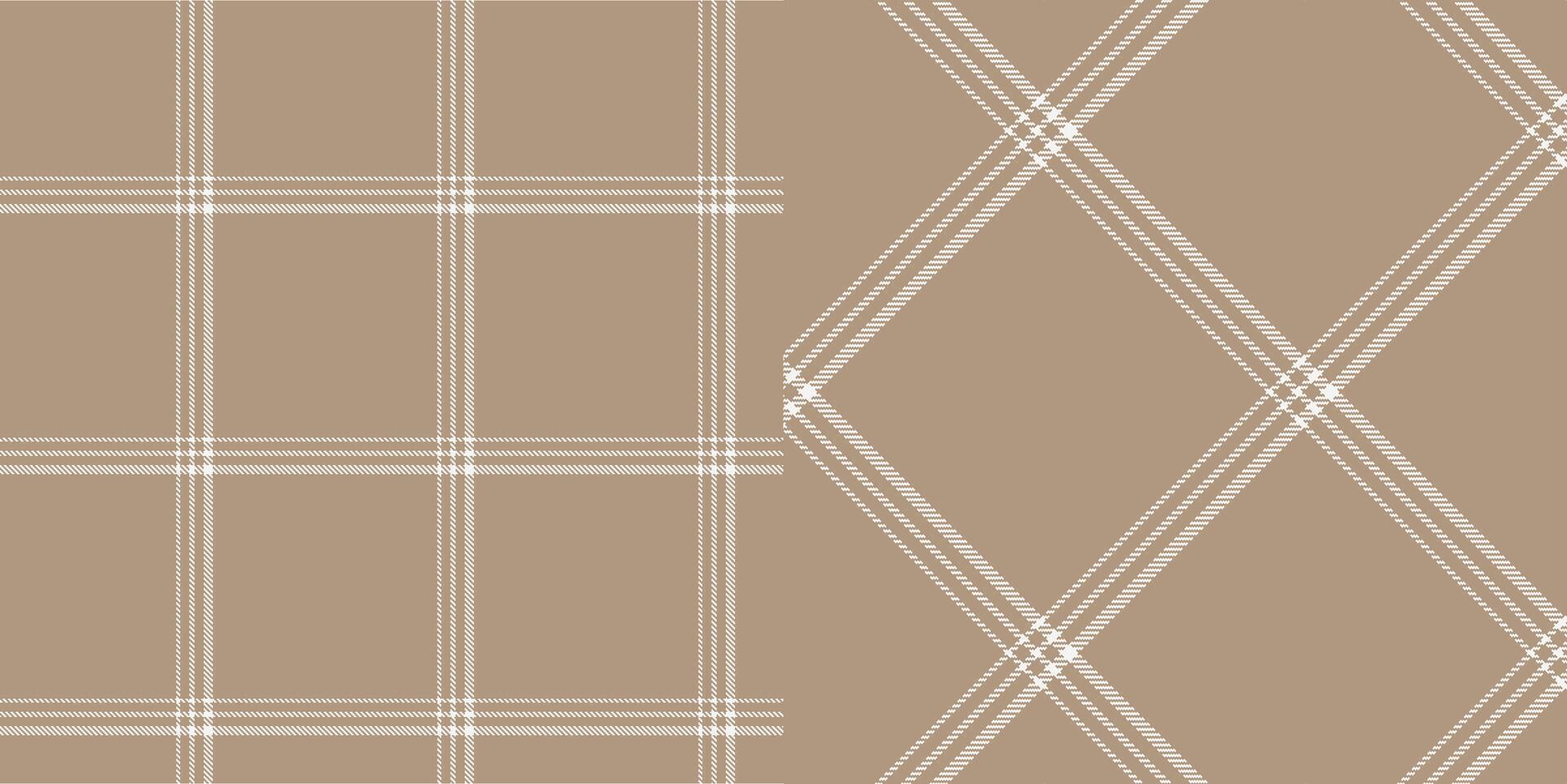 checkered pattern or plaid pattern in brown and white. Tartan, textured seamless twill for flannel shirts, duvet covers, other autumn winter textile mills. Format vector