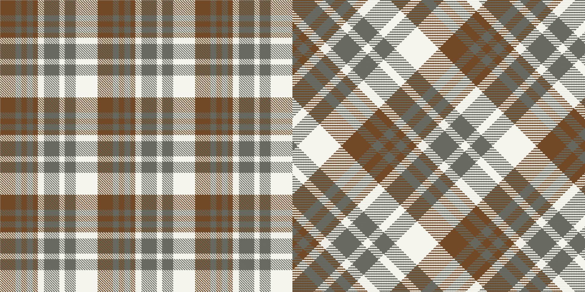 checkered pattern or plaid pattern in brown and white. Tartan, textured seamless twill for flannel shirts, duvet covers, other autumn winter textile mills. Format vector