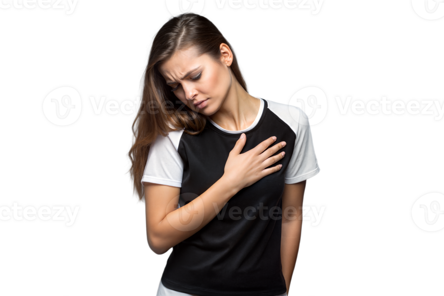 Woman Holding Her Chest In Pain png