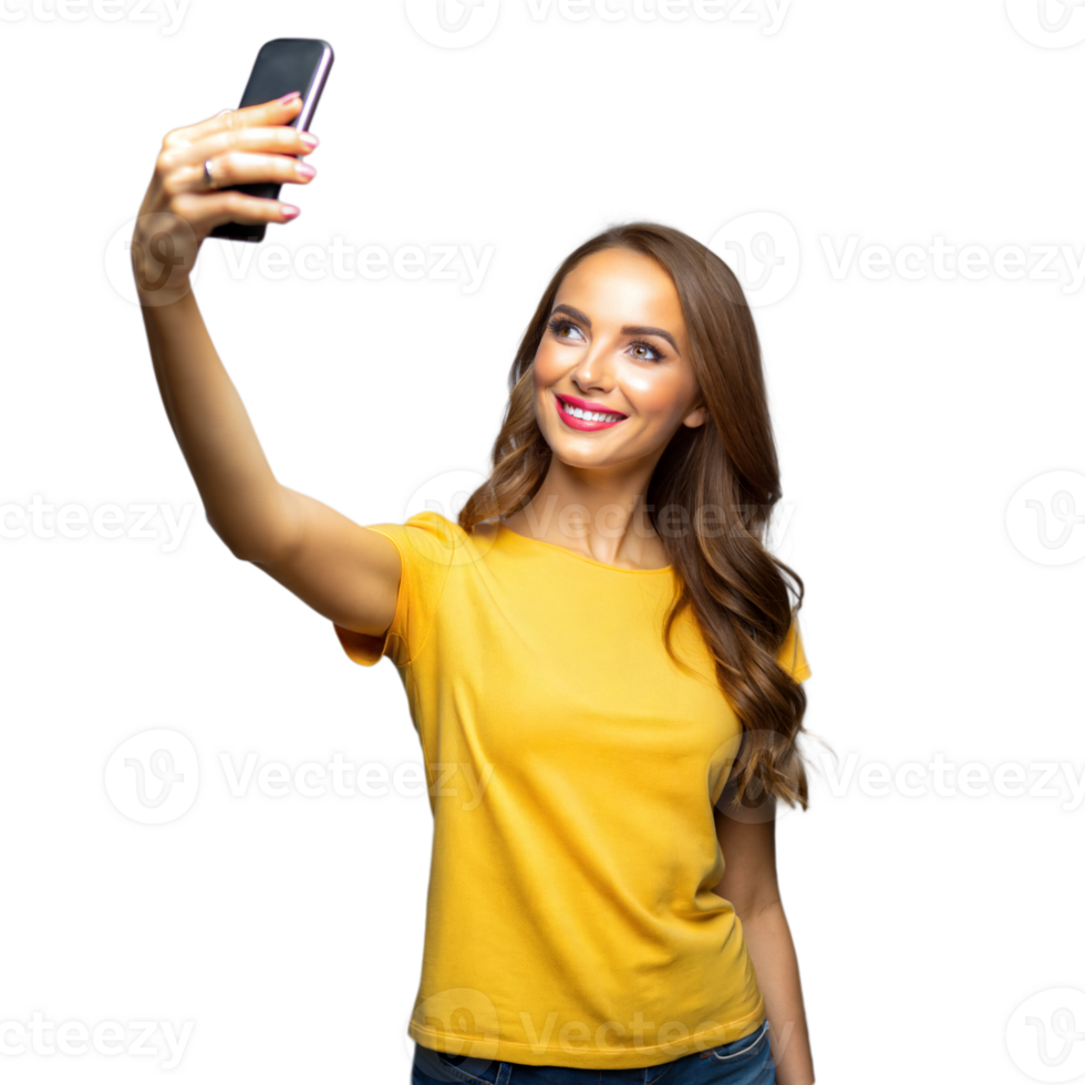 Young Woman Taking a Selfie With a Smartphone png