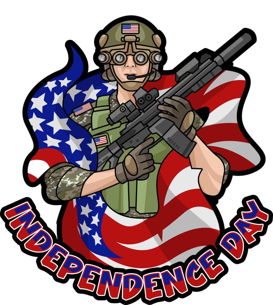Soldier celebrate independence day of 4th july vector