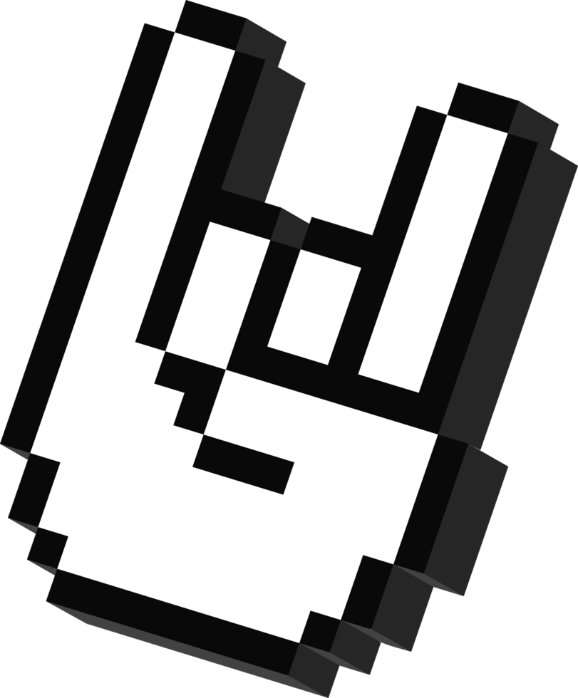 You Rock Hand devil horns 3D pixel icon. Unique style Emoji icons png