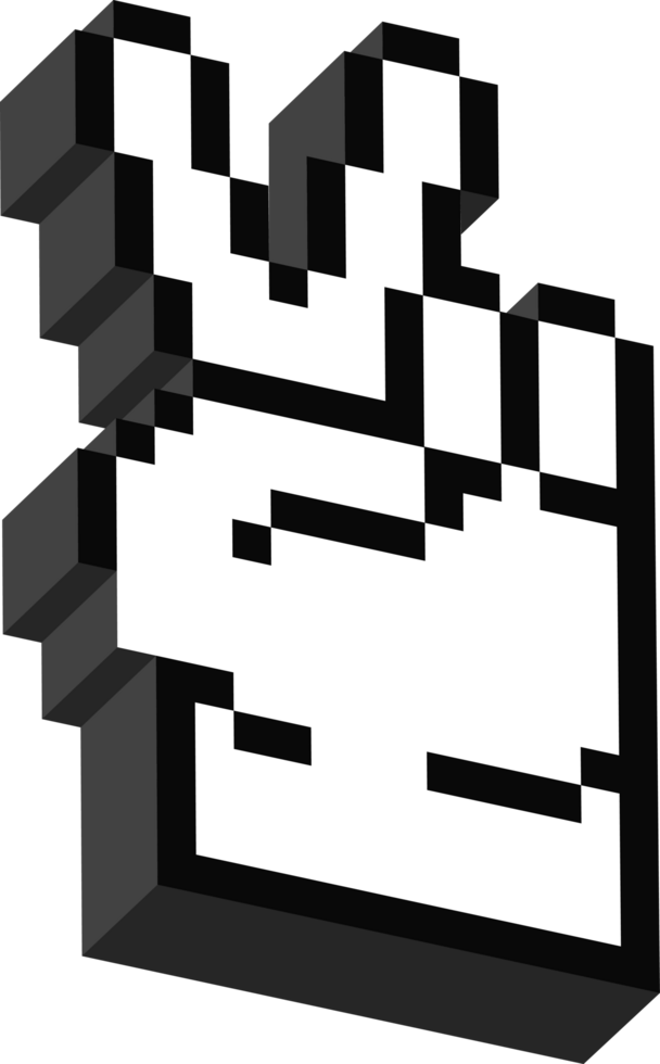 V Hand Victory Gesture Symbol 3D pixel icon. png