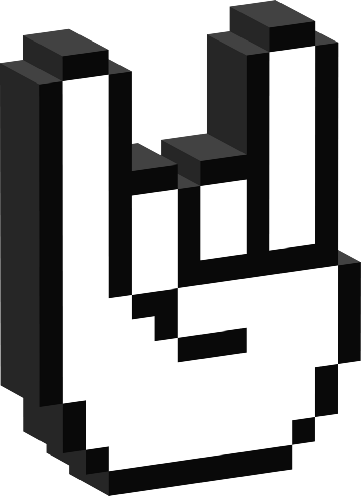Rock on Hand devil horns 3D pixel icon. Unique style Emoji icons png