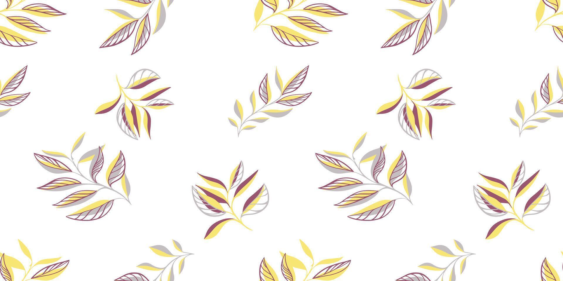 Abstract shape branches leaves scattered randomly on a seamless pattern. Simple creative floral leaf print. hand drawing sketch. Design for fashion, fabric and textiles vector