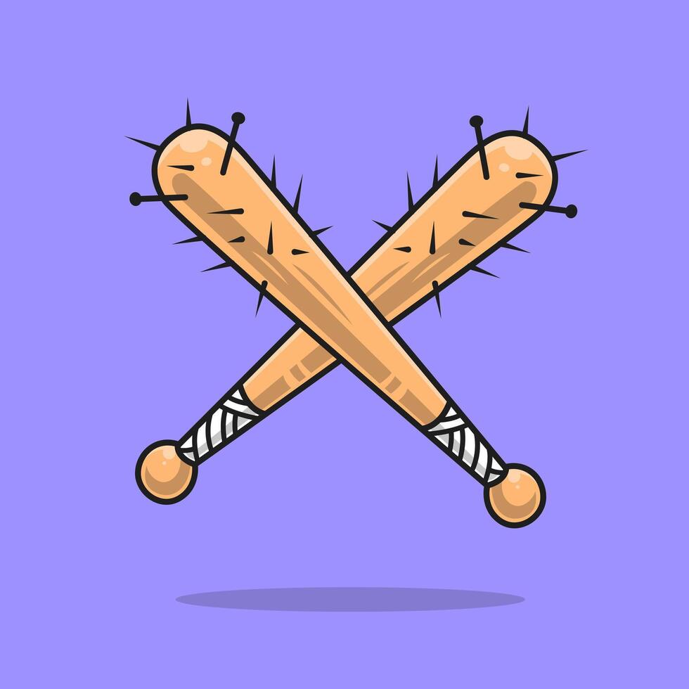 Baseball Stick With Nails Cartoon vector