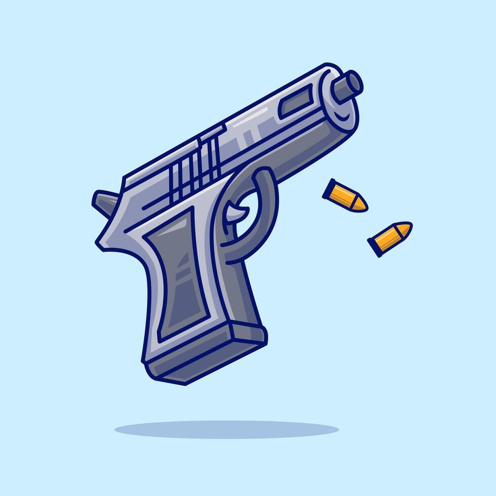 Gun Pistol With Bullets Cartoon vector