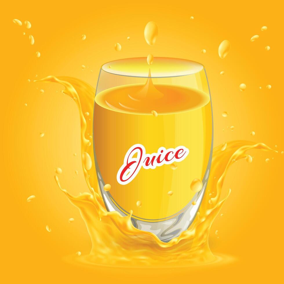 Juice Splash Glass Bottle Package Design For fruit vector