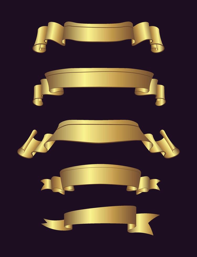 Golden Ribbons with dark Background vector