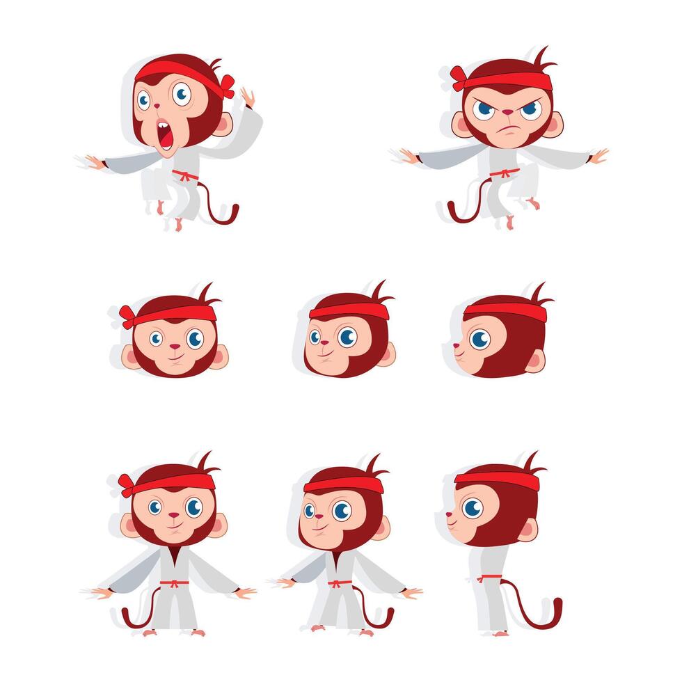 kung fu monkey character sheet design vector