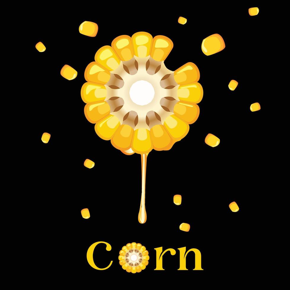 Sweet Corn blast beans with Dark Background vector