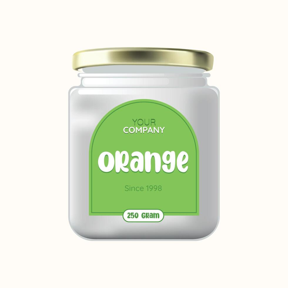 Glass Bottle Jar Package Design For fruits Jam. vector