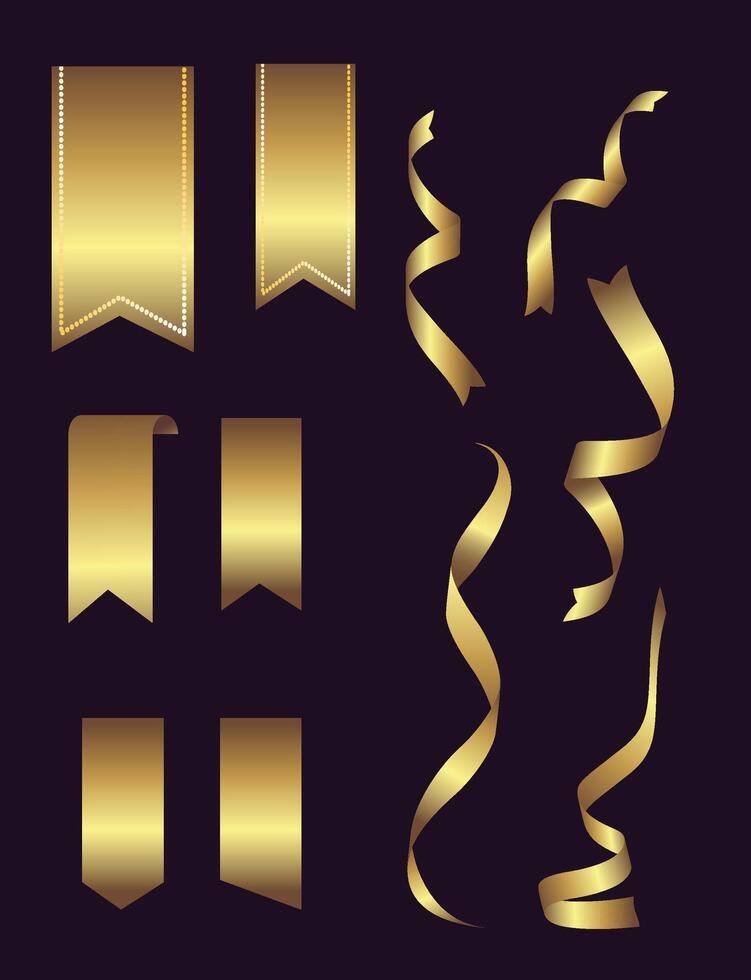 Golden Ribbons with dark Background vector