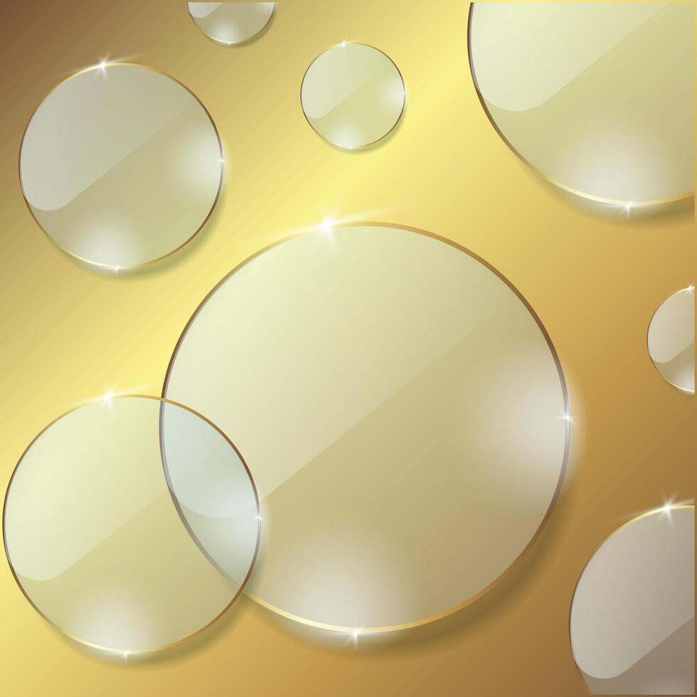 Glass golden circle round abstract background vector