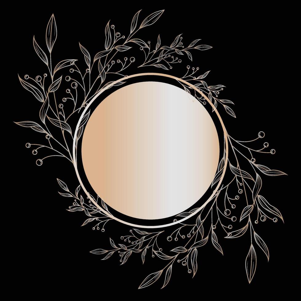 Golden flower and leaf photo frame background vector