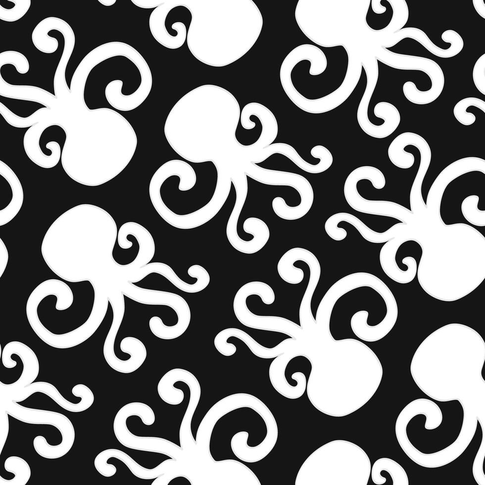 Octopus Character Marine Seamless Pattern Background vector