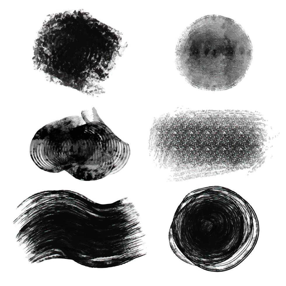 Black Brush Strokes Set Isolated On Stock with white Background. vector