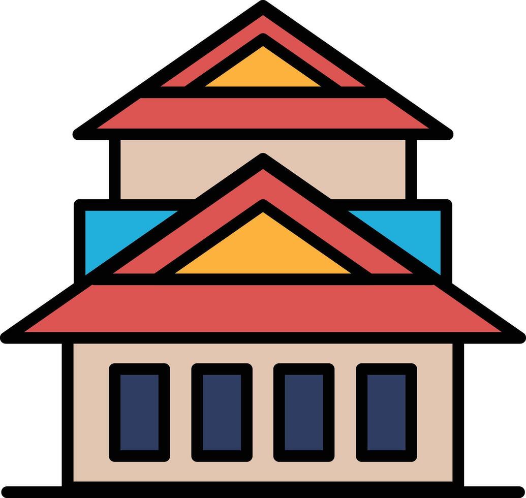 A large building with a slanted roof vector